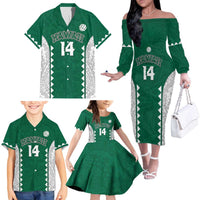 Custom Hawaii Volleyball Family Matching Off The Shoulder Long Sleeve Dress and Hawaiian Shirt Hawaiian Kakau Pattern LT14 - Polynesian Pride