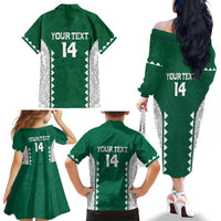 Custom Hawaii Volleyball Family Matching Off The Shoulder Long Sleeve Dress and Hawaiian Shirt Hawaiian Kakau Pattern LT14 - Polynesian Pride