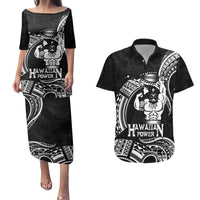 Black Hawaii Ikaika Warrior Couples Matching Puletasi and Hawaiian Shirt Hawaiian Power LT14 Black - Polynesian Pride