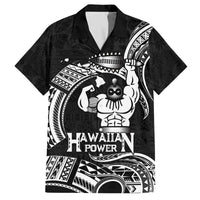 Black Hawaii Ikaika Warrior Family Matching Off The Shoulder Long Sleeve Dress and Hawaiian Shirt Hawaiian Power LT14 Dad's Shirt - Short Sleeve Black - Polynesian Pride