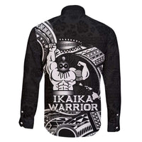 Black Hawaii Ikaika Warrior Family Matching Off The Shoulder Long Sleeve Dress and Hawaiian Shirt Hawaiian Power LT14 - Polynesian Pride