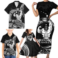 Black Hawaii Ikaika Warrior Family Matching Short Sleeve Bodycon Dress and Hawaiian Shirt Hawaiian Power LT14 - Polynesian Pride
