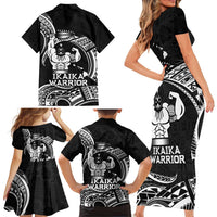 Black Hawaii Ikaika Warrior Family Matching Short Sleeve Bodycon Dress and Hawaiian Shirt Hawaiian Power LT14 - Polynesian Pride
