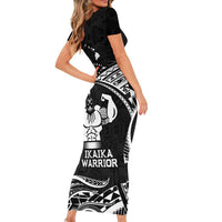 Black Hawaii Ikaika Warrior Family Matching Short Sleeve Bodycon Dress and Hawaiian Shirt Hawaiian Power LT14 - Polynesian Pride