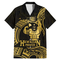 Gold Hawaii Ikaika Warrior Family Matching Mermaid Dress and Hawaiian Shirt Hawaiian Power LT14 Dad's Shirt - Short Sleeve Gold - Polynesian Pride