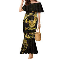 Gold Hawaii Ikaika Warrior Family Matching Mermaid Dress and Hawaiian Shirt Hawaiian Power LT14 Mom's Dress Gold - Polynesian Pride