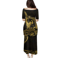 Gold Hawaii Ikaika Warrior Family Matching Puletasi and Hawaiian Shirt Hawaiian Power
