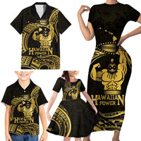 Gold Hawaii Ikaika Warrior Family Matching Short Sleeve Bodycon Dress and Hawaiian Shirt Hawaiian Power LT14 - Polynesian Pride