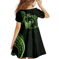 Green Hawaii Ikaika Warrior Family Matching Off The Shoulder Long Sleeve Dress and Hawaiian Shirt Hawaiian Power LT14 - Polynesian Pride