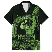 Green Hawaii Ikaika Warrior Family Matching Off The Shoulder Long Sleeve Dress and Hawaiian Shirt Hawaiian Power LT14 Dad's Shirt - Short Sleeve Green - Polynesian Pride