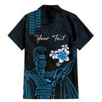 Personalised Hawaii King Kamehameha Day Family Matching Mermaid Dress and Hawaiian Shirt Plumeria With Kakau Pattern - Blue LT14 - Polynesian Pride