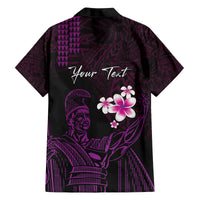 Personalised Hawaii King Kamehameha Day Family Matching Long Sleeve Bodycon Dress and Hawaiian Shirt Plumeria With Kakau Pattern - Purple LT14 - Polynesian Pride