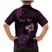 Personalised Hawaii King Kamehameha Day Family Matching Mermaid Dress and Hawaiian Shirt Plumeria With Kakau Pattern - Purple LT14 - Polynesian Pride