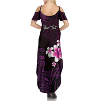 Personalised Hawaii King Kamehameha Day Family Matching Summer Maxi Dress and Hawaiian Shirt Plumeria With Kakau Pattern - Purple LT14 - Polynesian Pride