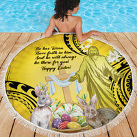 Polynesia Easter Day Beach Blanket He Is Risen Lilium Longiflorum Polynesian Pattern