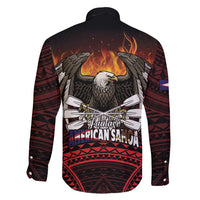 Fautasi Race Day American Samoa Family Matching Short Sleeve Bodycon Dress and Hawaiian Shirt Bald Eagle Polynesian Tattoo LT14 - Polynesian Pride