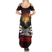 Fautasi Race Day American Samoa Family Matching Summer Maxi Dress and Hawaiian Shirt Bald Eagle Polynesian Tattoo