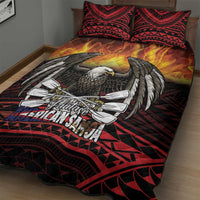 Fautasi Race Day American Samoa Quilt Bed Set Bald Eagle Polynesian Tattoo