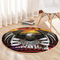 Fautasi Race Day American Samoa Round Carpet Bald Eagle Polynesian Tattoo