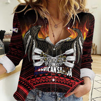 Fautasi Race Day American Samoa Women Casual Shirt Bald Eagle Polynesian Tattoo