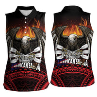 Fautasi Race Day American Samoa Women Sleeveless Polo Shirt Bald Eagle Polynesian Tattoo