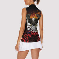 Fautasi Race Day American Samoa Women Sleeveless Polo Shirt Bald Eagle Polynesian Tattoo