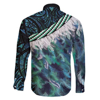 Turquoise Traditional Cloak Aotearoa Family Matching Short Sleeve Bodycon Dress and Hawaiian Shirt Maori Paua Shell Korowai Pattern LT14 - Polynesian Pride
