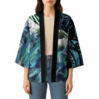 Turquoise Traditional Cloak Aotearoa Kimono Maori Paua Shell Korowai Pattern - Polynesian Pride
