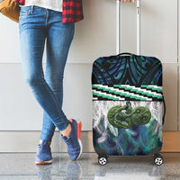 Turquoise Traditional Cloak Aotearoa Luggage Cover Maori Paua Shell Korowai Pattern