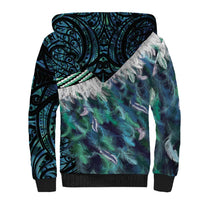 Turquoise Traditional Cloak Aotearoa Sherpa Hoodie Maori Paua Shell Korowai Pattern LT14 - Polynesian Pride