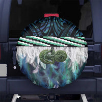 Turquoise Traditional Cloak Aotearoa Spare Tire Cover Maori Paua Shell Korowai Pattern