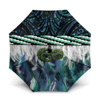 Turquoise Traditional Cloak Aotearoa Umbrella Maori Paua Shell Korowai Pattern - Polynesian Pride