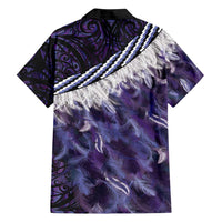 Purple Traditional Cloak Aotearoa Family Matching Off Shoulder Short Dress and Hawaiian Shirt Maori Paua Shell Korowai Pattern LT14 - Polynesian Pride