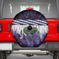 Purple Traditional Cloak Aotearoa Spare Tire Cover Maori Paua Shell Korowai Pattern LT14 - Polynesian Pride