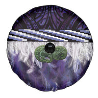 Purple Traditional Cloak Aotearoa Spare Tire Cover Maori Paua Shell Korowai Pattern LT14 - Polynesian Pride