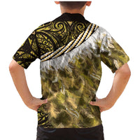 Yellow Traditional Cloak Aotearoa Family Matching Mermaid Dress and Hawaiian Shirt Maori Paua Shell Korowai Pattern LT14 - Polynesian Pride