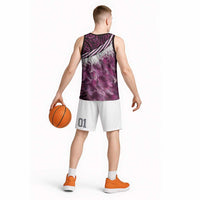 Pink Traditional Cloak Aotearoa Basketball Jersey Maori Paua Shell Korowai Pattern - Polynesian Pride