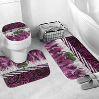 Pink Traditional Cloak Aotearoa Bathroom Set Maori Paua Shell Korowai Pattern LT14 Mat Set Only (3 pcs) One Size Pink - Polynesian Pride
