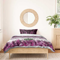 Pink Traditional Cloak Aotearoa Bedding Set Maori Paua Shell Korowai Pattern