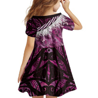 Pink Traditional Cloak Aotearoa Family Matching Off The Shoulder Long Sleeve Dress and Hawaiian Shirt Maori Paua Shell Korowai Pattern LT14 - Polynesian Pride