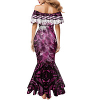 Pink Traditional Cloak Aotearoa Mermaid Dress Maori Paua Shell Korowai Pattern LT14 - Polynesian Pride