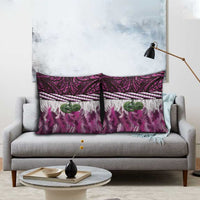 Pink Traditional Cloak Aotearoa Pillow Cover Maori Paua Shell Korowai Pattern - Polynesian Pride