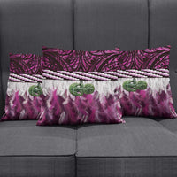 Pink Traditional Cloak Aotearoa Pillow Cover Maori Paua Shell Korowai Pattern - Polynesian Pride