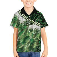 Green Traditional Cloak Aotearoa Hawaiian Shirt Maori Paua Shell Korowai Pattern