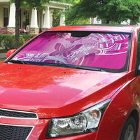 Polynesia Breast Cancer Awareness Auto Sun Shade Think Pink Ribbon Polynesian Butterflies