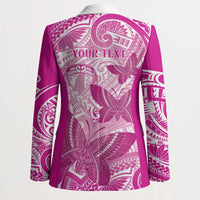 Personalised Polynesia Breast Cancer Awareness Blazer Think Pink Ribbon Polynesian Butterflies