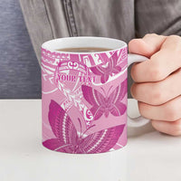 Personalised Polynesia Breast Cancer Awareness Ceramic Mug Think Pink Ribbon Polynesian Butterflies