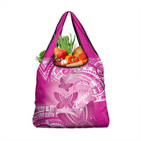 Polynesia Breast Cancer Awareness Grocery Bag Think Pink Ribbon Polynesian Butterflies