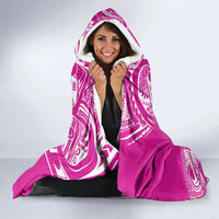 Polynesia Breast Cancer Awareness Hooded Blanket Think Pink Ribbon Polynesian Butterflies