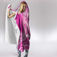 Polynesia Breast Cancer Awareness Hooded Blanket Think Pink Ribbon Polynesian Butterflies